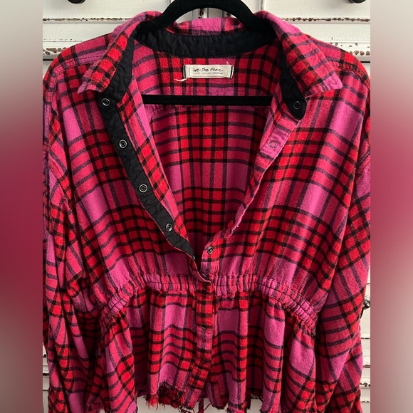 We The Free plaid peplum top plaid thermal size M - Picture 9 of 14